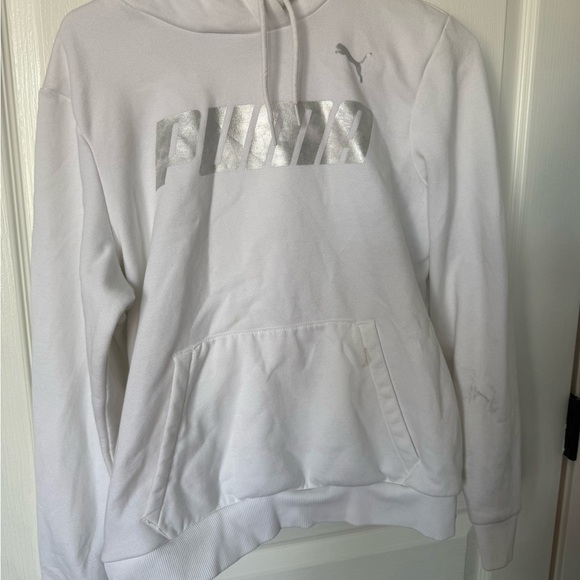 Puma White Hoodie with Silver Logo - Picture 4 of 6
